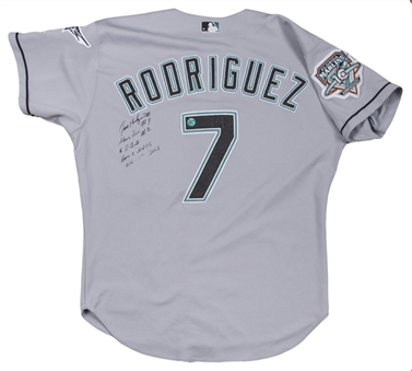2003 Ivan "Pudge" Rodriguez NLCS Game Used & Signed Florida Marlins Road Jersey Used For Postseason Home Run (Sports Investors Authentication & Beckett)